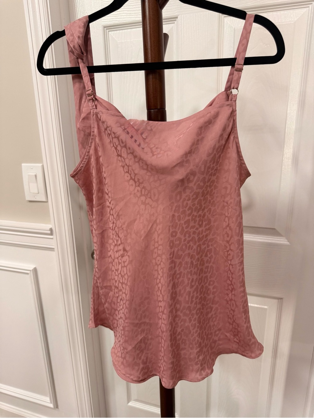 White House Black Market Rose Pink Satin Animal-Print Slip Tunic
